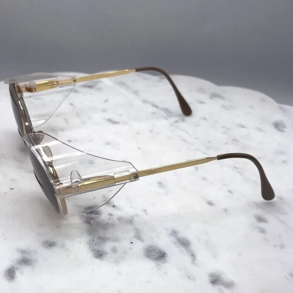Vintage AO Safety EX 747 American Optical Z87-2 Gold Sunglasses Frames Only 145